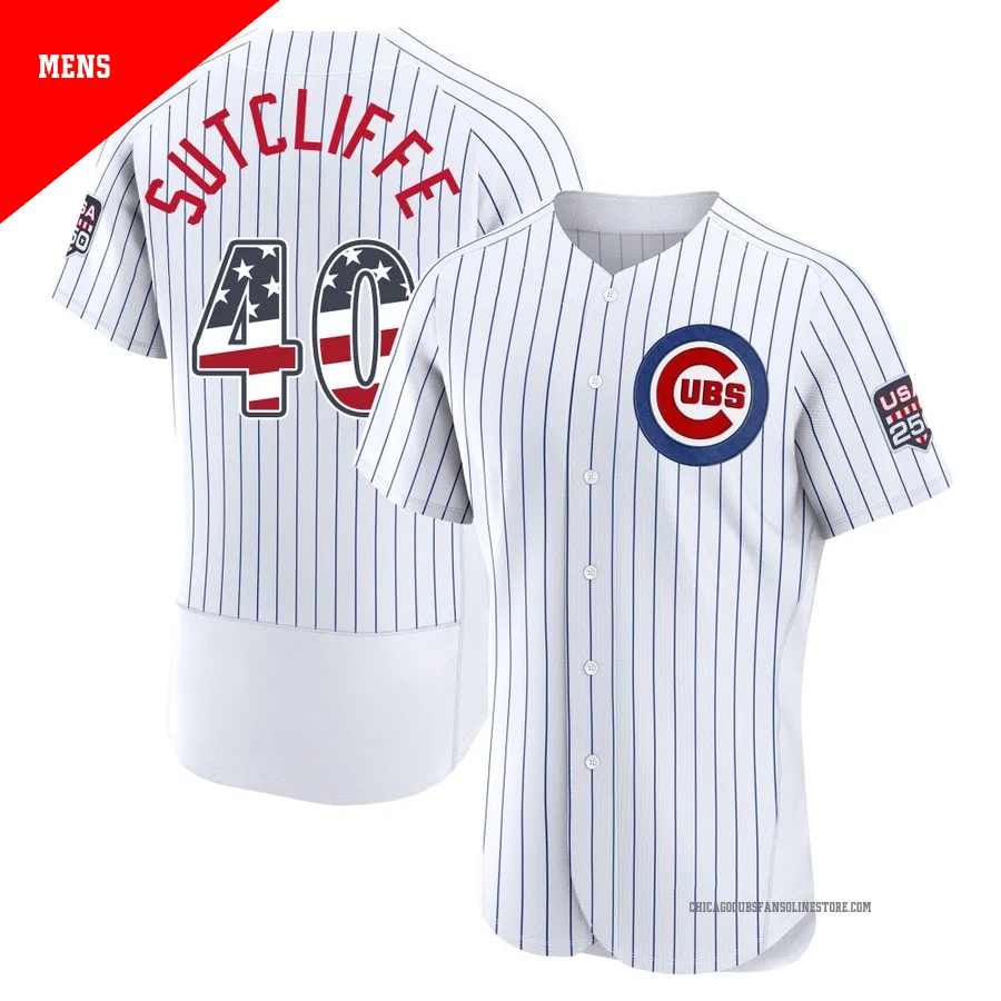 Chicago Cubs ＃40 Rick Sutcliffe Men's Authentic USA 250 Fourth Of July Home Jersey - White