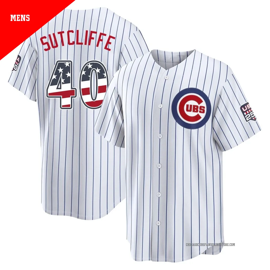 Chicago Cubs ＃40 Rick Sutcliffe Men's Limited USA 250 Fourth Of July Home Stadium Jersey - White