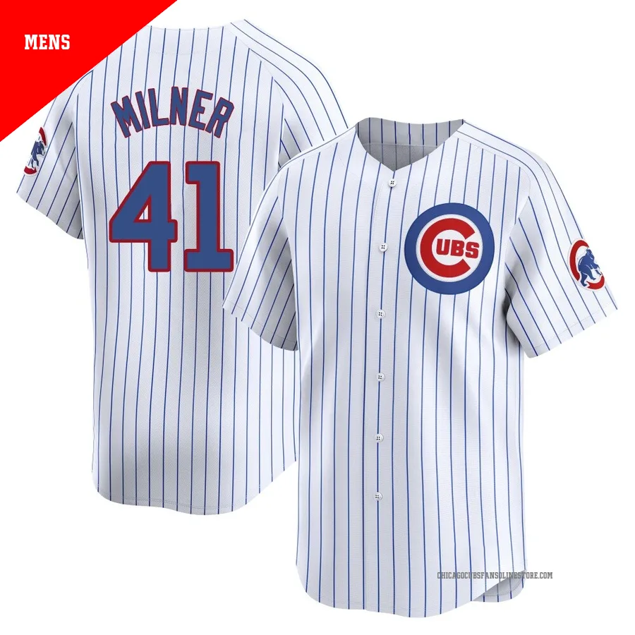 Chicago Cubs ＃41 Hoby Milner Men's Limited Home Jersey - White