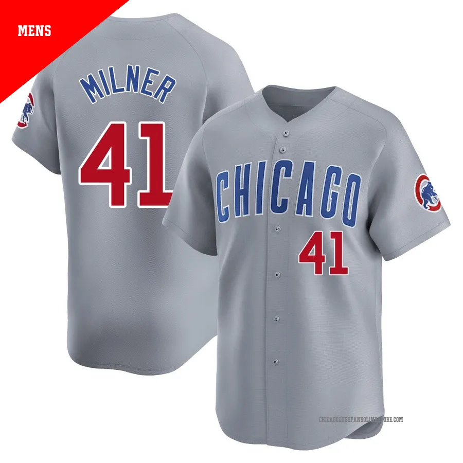 Chicago Cubs ＃41 Hoby Milner Men's Limited Road Jersey - Gray