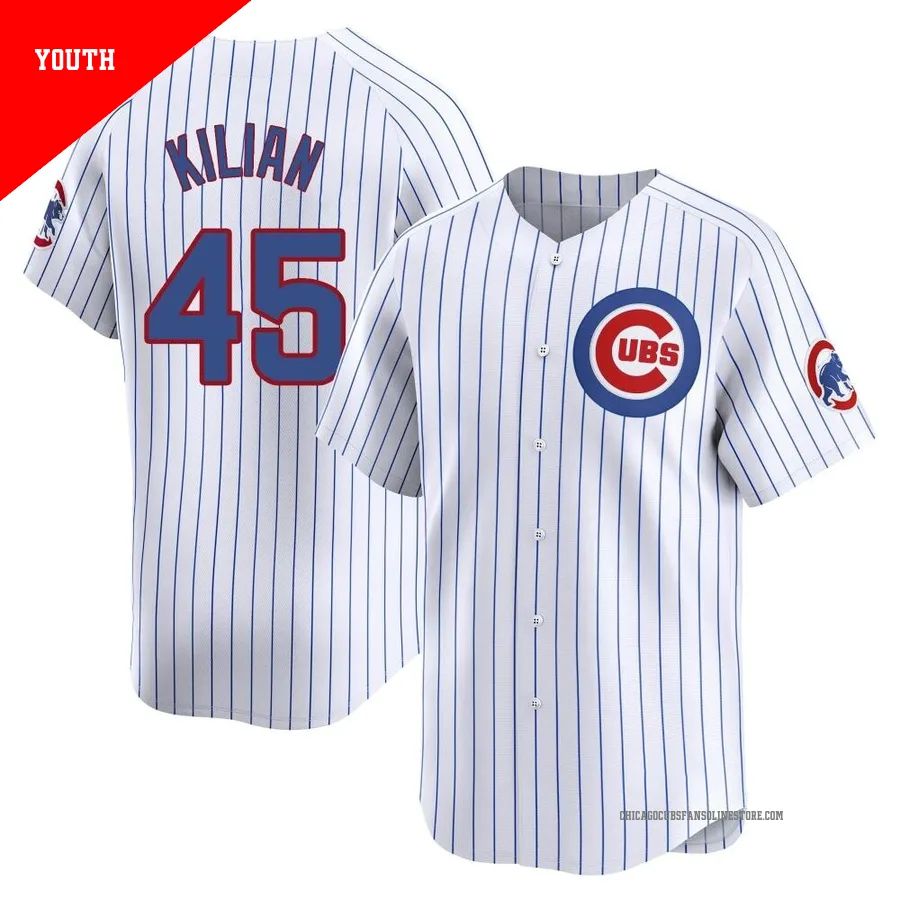 Chicago Cubs ＃45 Caleb Kilian Youth Limited Home Jersey - White