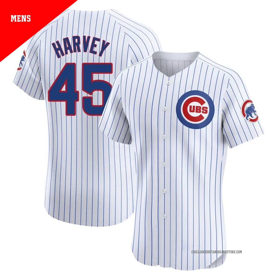Chicago Cubs ＃45 Hunter Harvey Men's Elite Home Jersey - White
