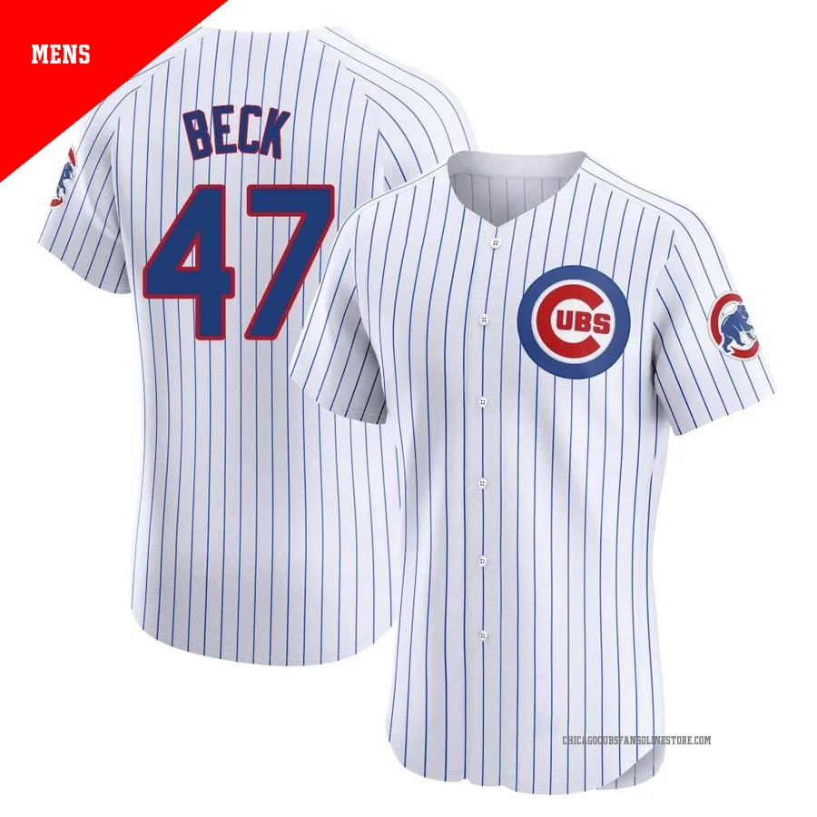 Chicago Cubs ＃47 Rod Beck Men's Elite Home Jersey - White