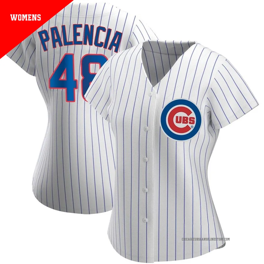 Chicago Cubs ＃48 Daniel Palencia Women's Replica Home Jersey - White