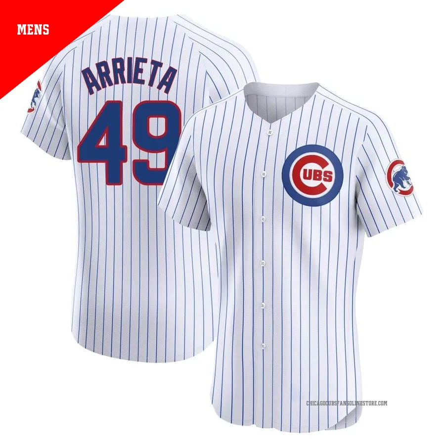 Chicago Cubs ＃49 Jake Arrieta Men's Elite Home Jersey - White