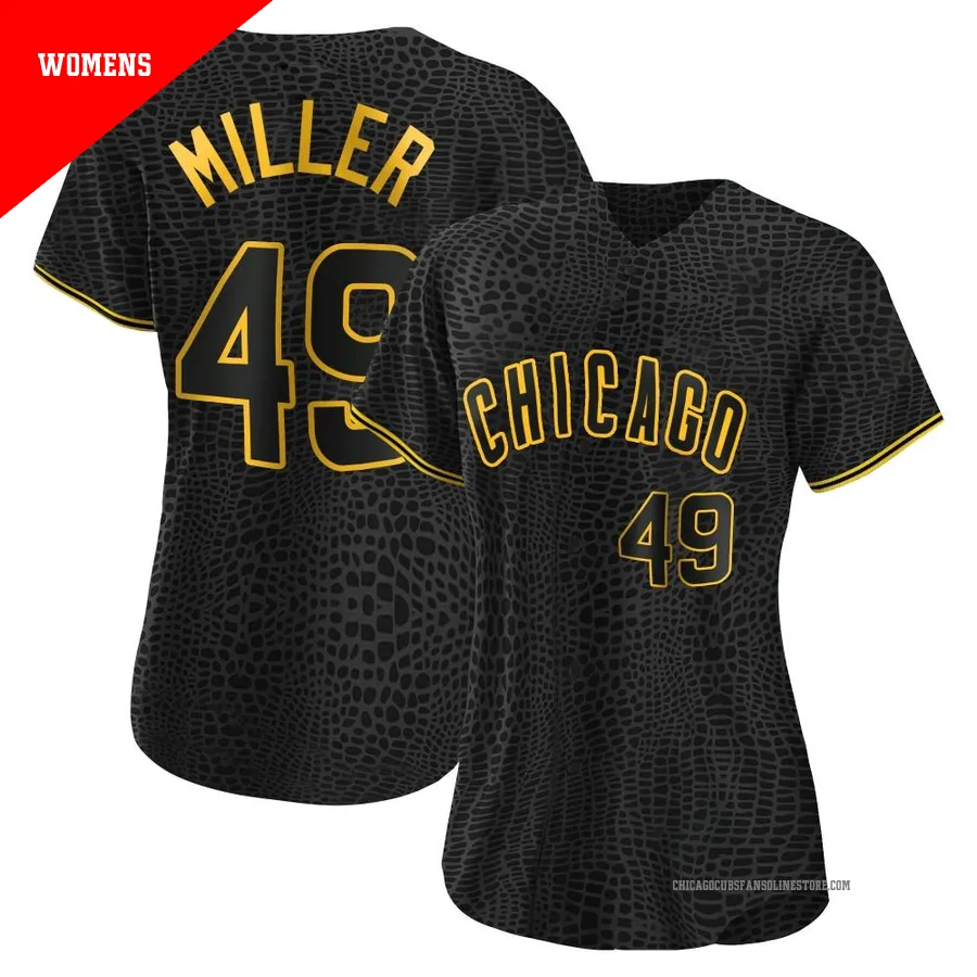 Chicago Cubs ＃49 Tyson Miller Women's Authentic Snake Skin City Jersey - Black