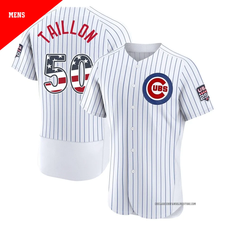 Chicago Cubs ＃50 Jameson Taillon Men's Authentic USA 250 Fourth Of July Home Jersey - White