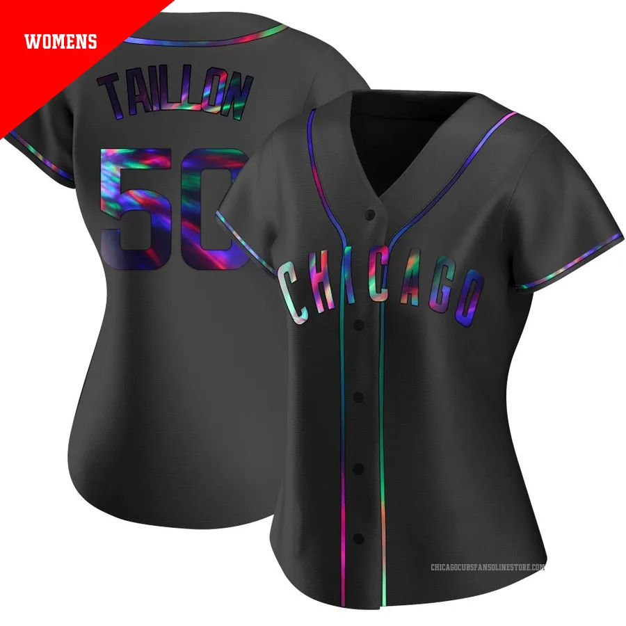 Chicago Cubs ＃50 Jameson Taillon Women's Replica Holographic Alternate Jersey - Black