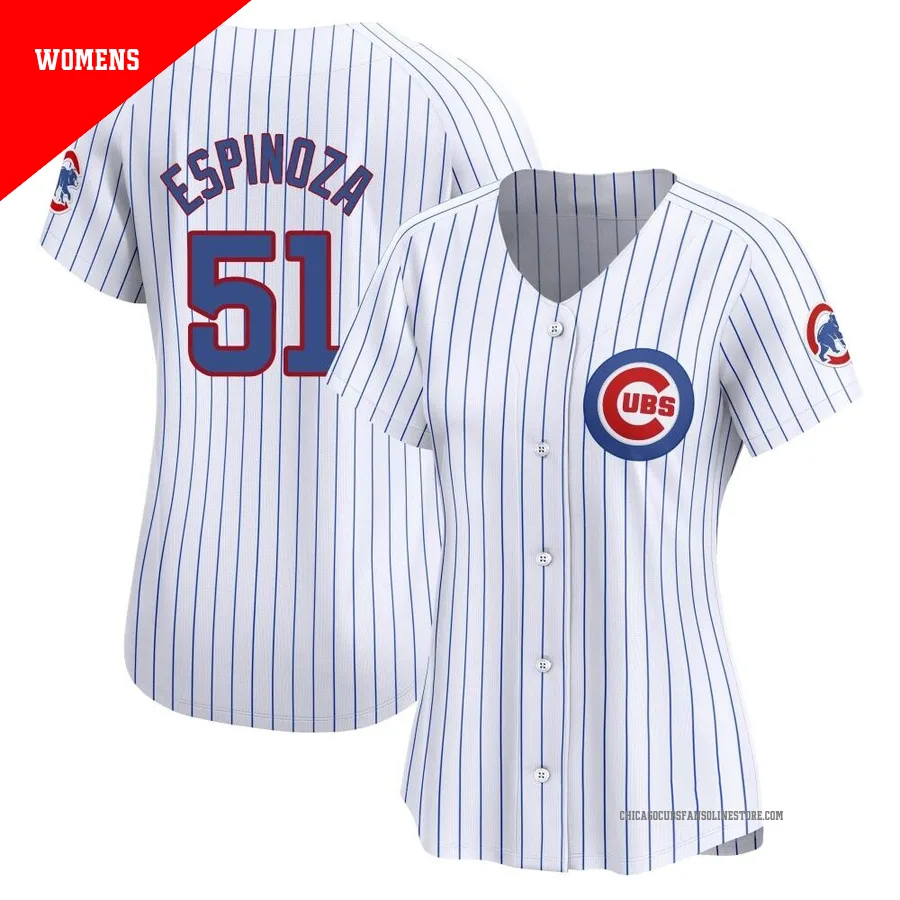 Chicago Cubs ＃51 Anderson Espinoza Women's Limited Home Jersey - White