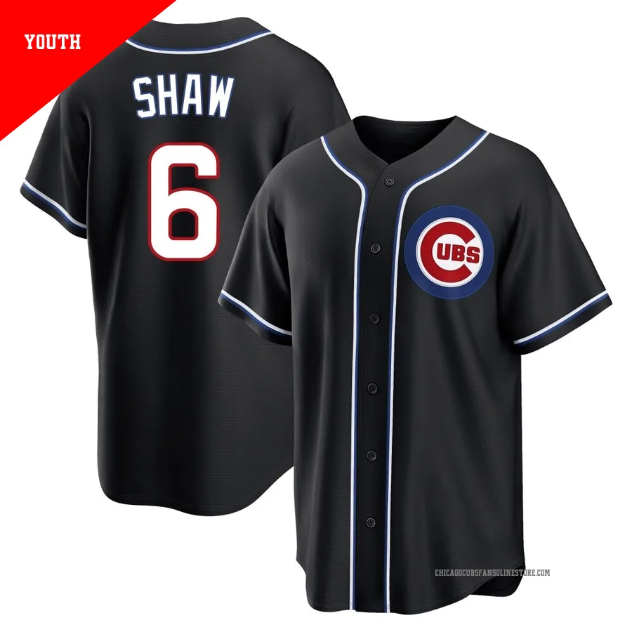 Chicago Cubs ＃6 Matt Shaw Youth Replica Fashion Out Jersey - Black