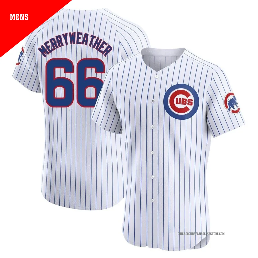 Chicago Cubs ＃66 Julian Merryweather Men's Elite Home Jersey - White