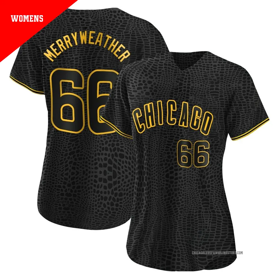 Chicago Cubs ＃66 Julian Merryweather Women's Authentic Snake Skin City Jersey - Black