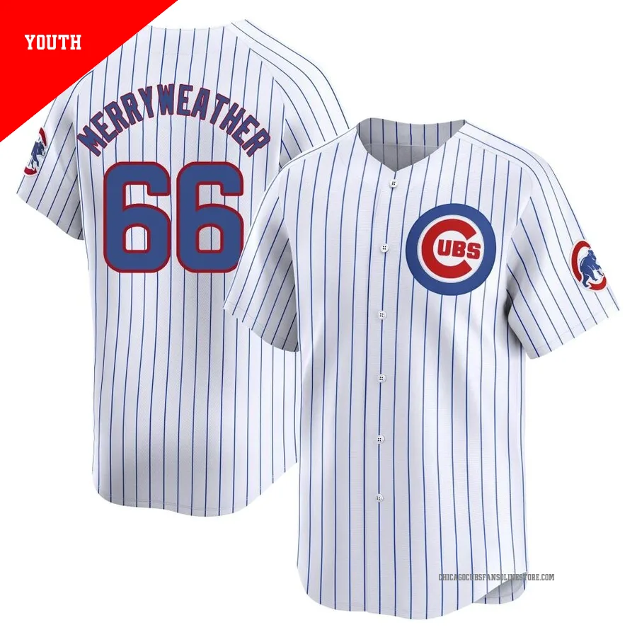 Chicago Cubs ＃66 Julian Merryweather Youth Limited Home Jersey - White