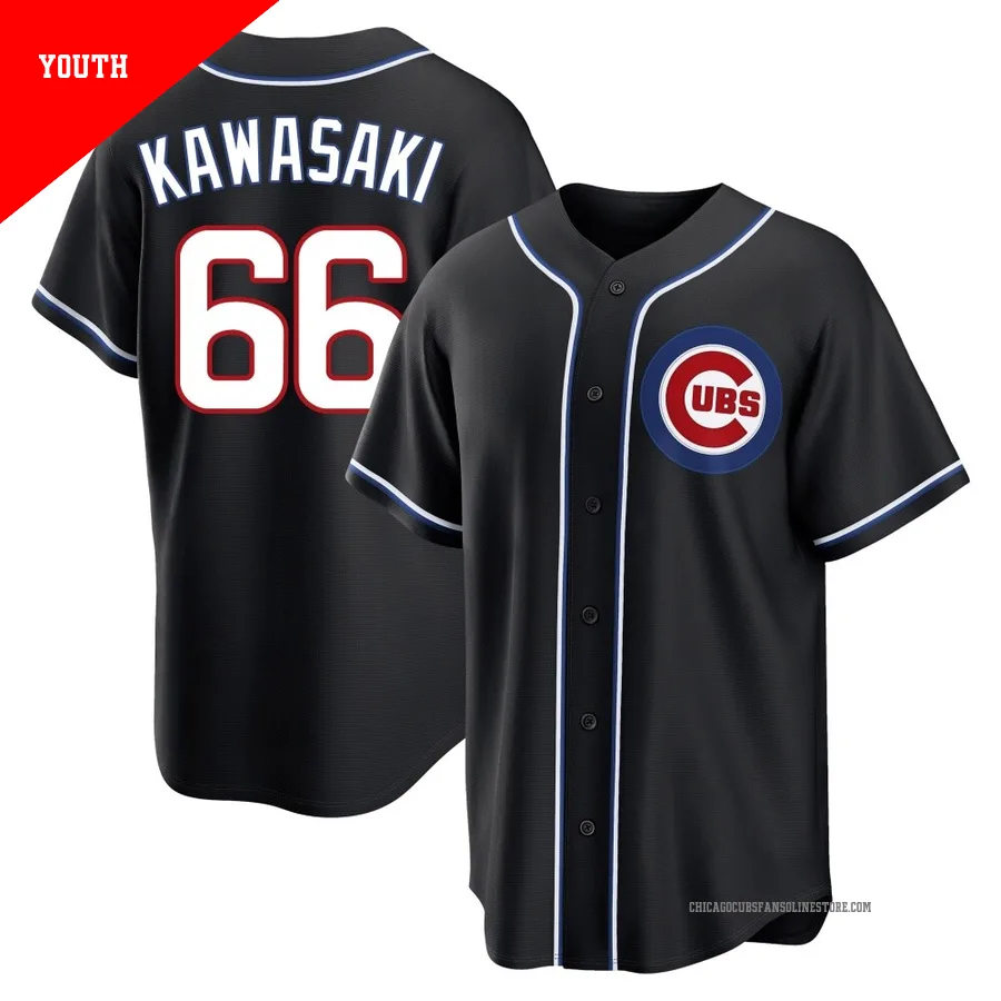 Chicago Cubs ＃66 Munenori Kawasaki Youth Replica Fashion Out Jersey - Black