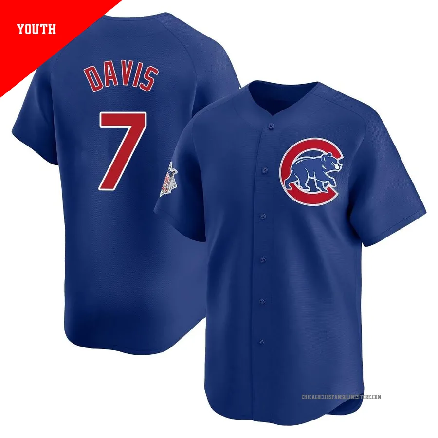 Chicago Cubs ＃7 Jody Davis Youth Limited Alternate Jersey - Royal