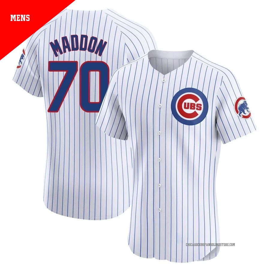 Chicago Cubs ＃70 Joe Maddon Men's Elite Home Jersey - White