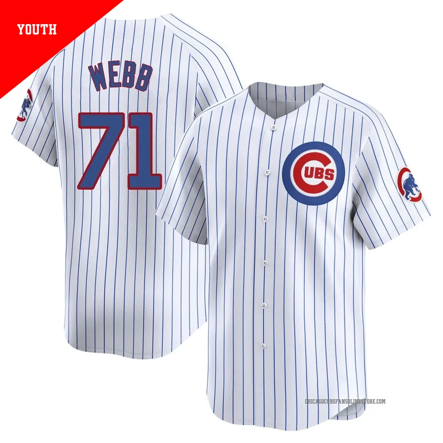 Chicago Cubs ＃71 Jacob Webb Youth Limited Home Jersey - White