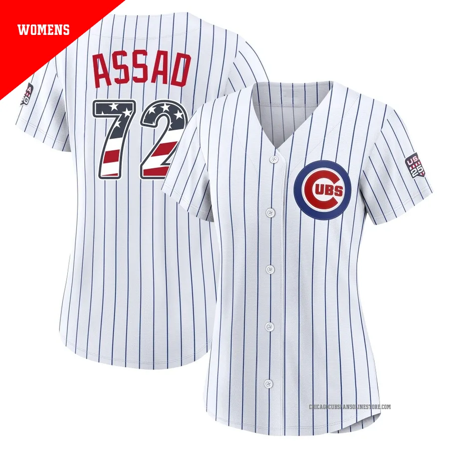Chicago Cubs ＃72 Javier Assad Women's Limited USA 250 Fourth Of July Home Stadium Jersey - White