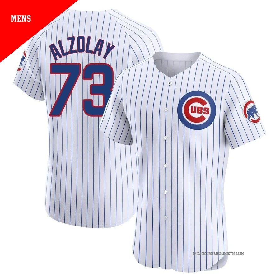 Chicago Cubs ＃73 Adbert Alzolay Men's Elite Home Jersey - White