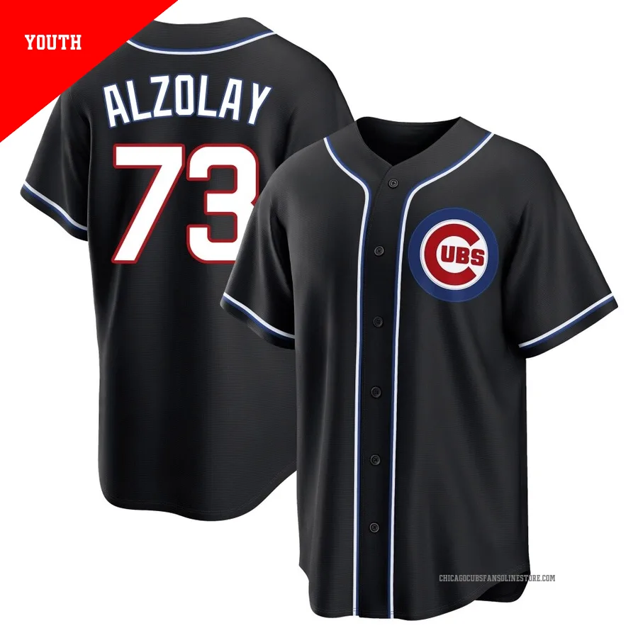 Chicago Cubs ＃73 Adbert Alzolay Youth Replica Fashion Out Jersey - Black