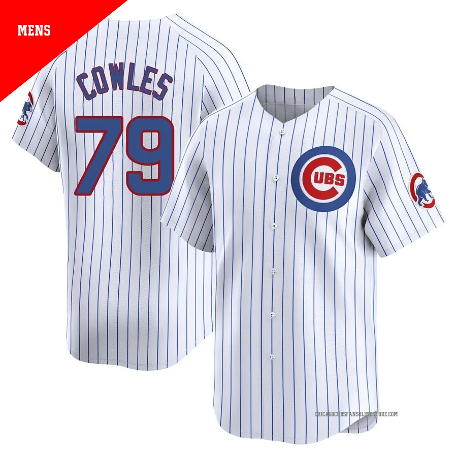 Chicago Cubs ＃79 Benjamin Cowles Men's Limited Home Jersey - White