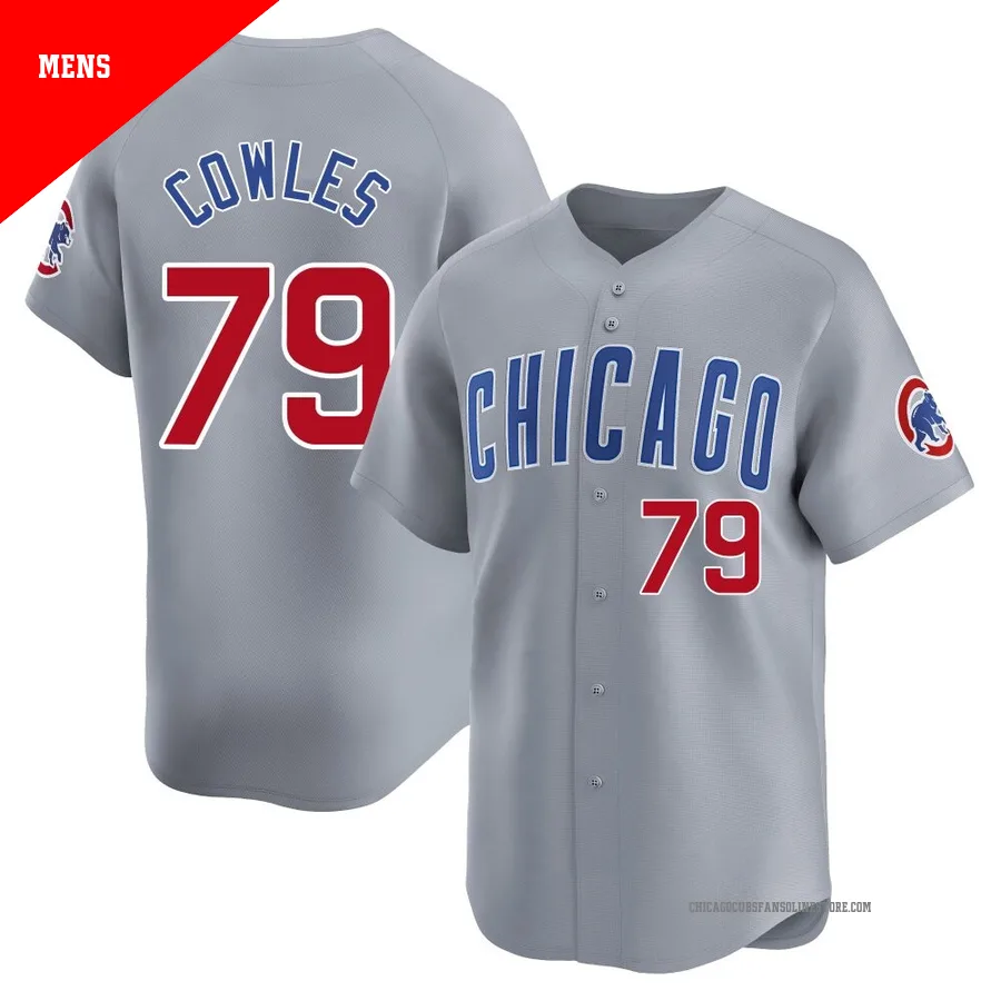Chicago Cubs ＃79 Benjamin Cowles Men's Limited Road Jersey - Gray