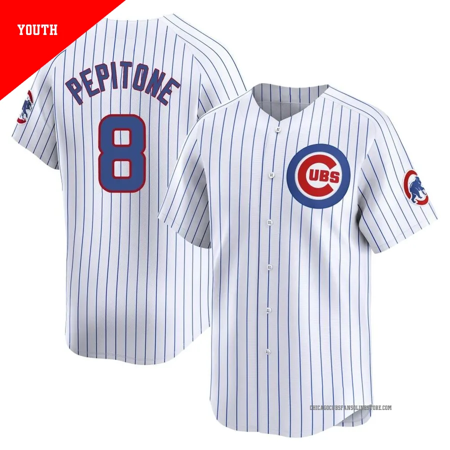Chicago Cubs ＃8 Joe Pepitone Youth Limited Home Jersey - White