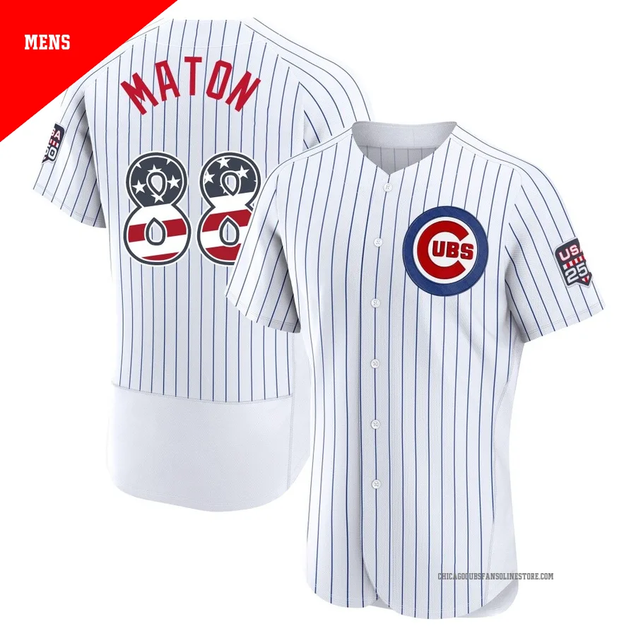 Chicago Cubs ＃88 Phil Maton Men's Authentic USA 250 Fourth Of July Home Jersey - White