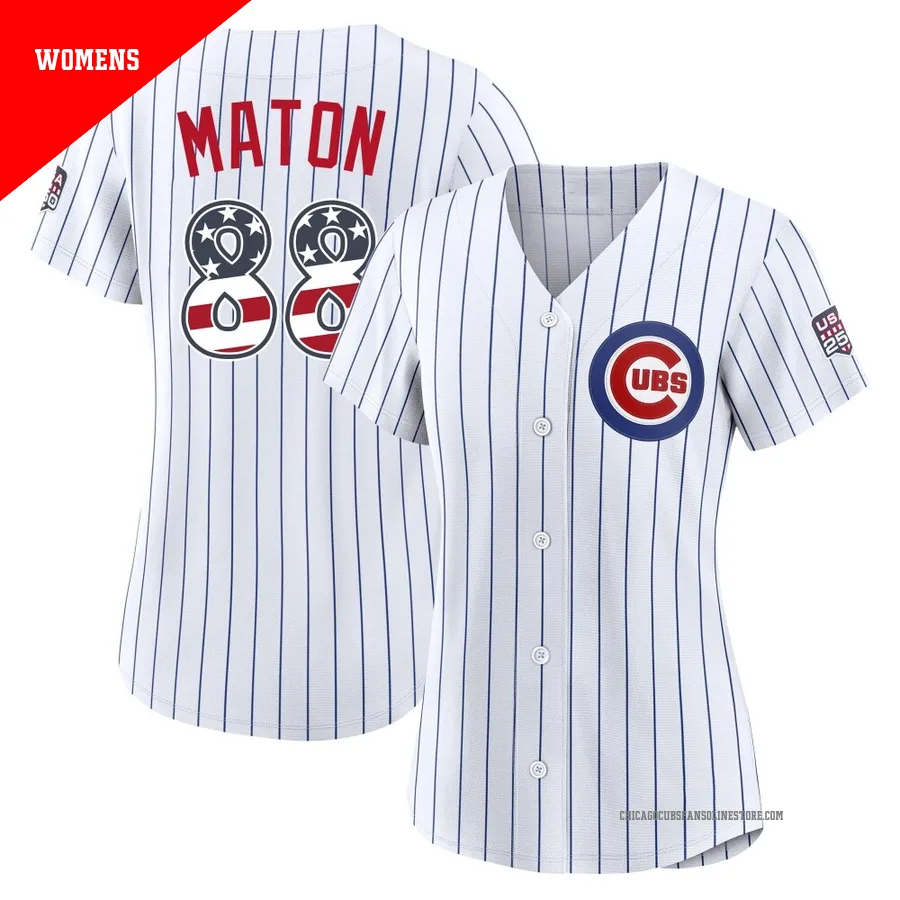 Chicago Cubs ＃88 Phil Maton Women's Limited USA 250 Fourth Of July Home Stadium Jersey - White