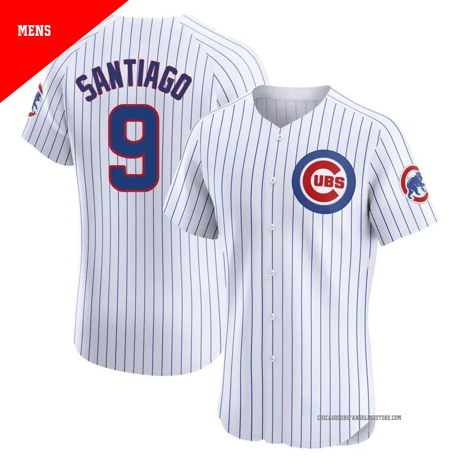 Chicago Cubs ＃9 Benito Santiago Men's Elite Home Jersey - White