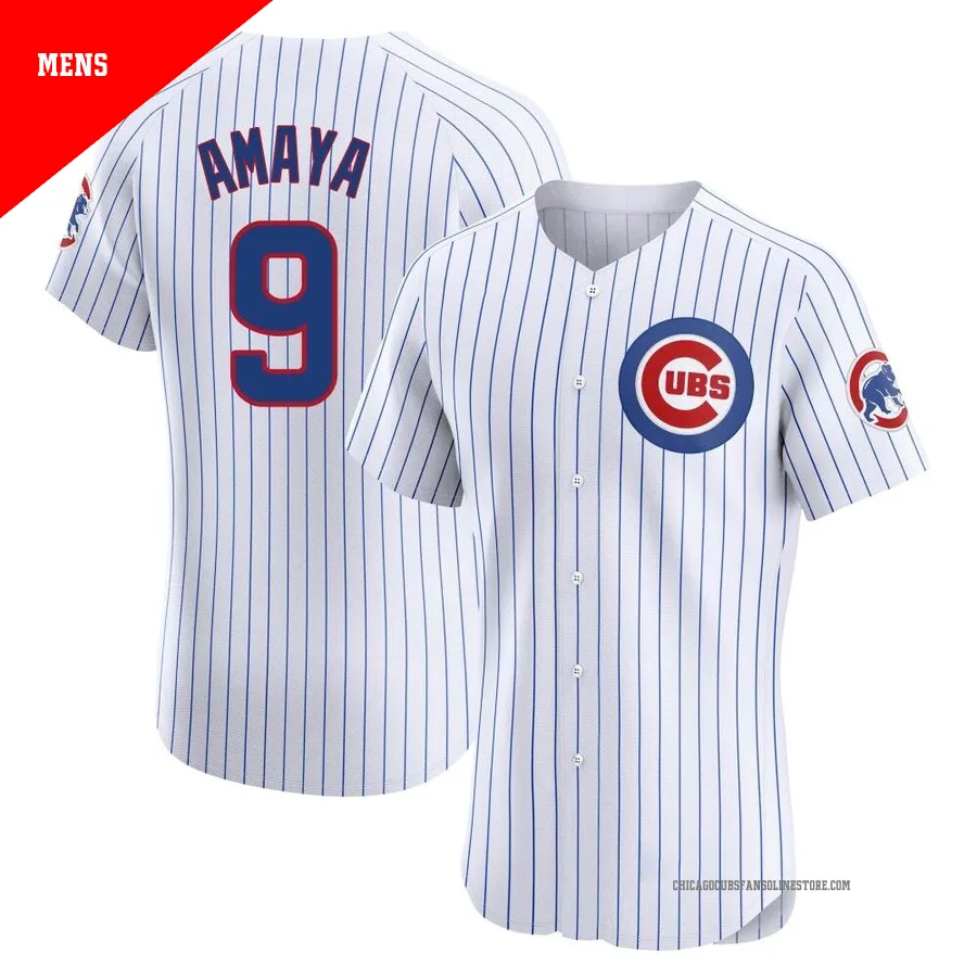 Chicago Cubs ＃9 Miguel Amaya Men's Elite Home Jersey - White