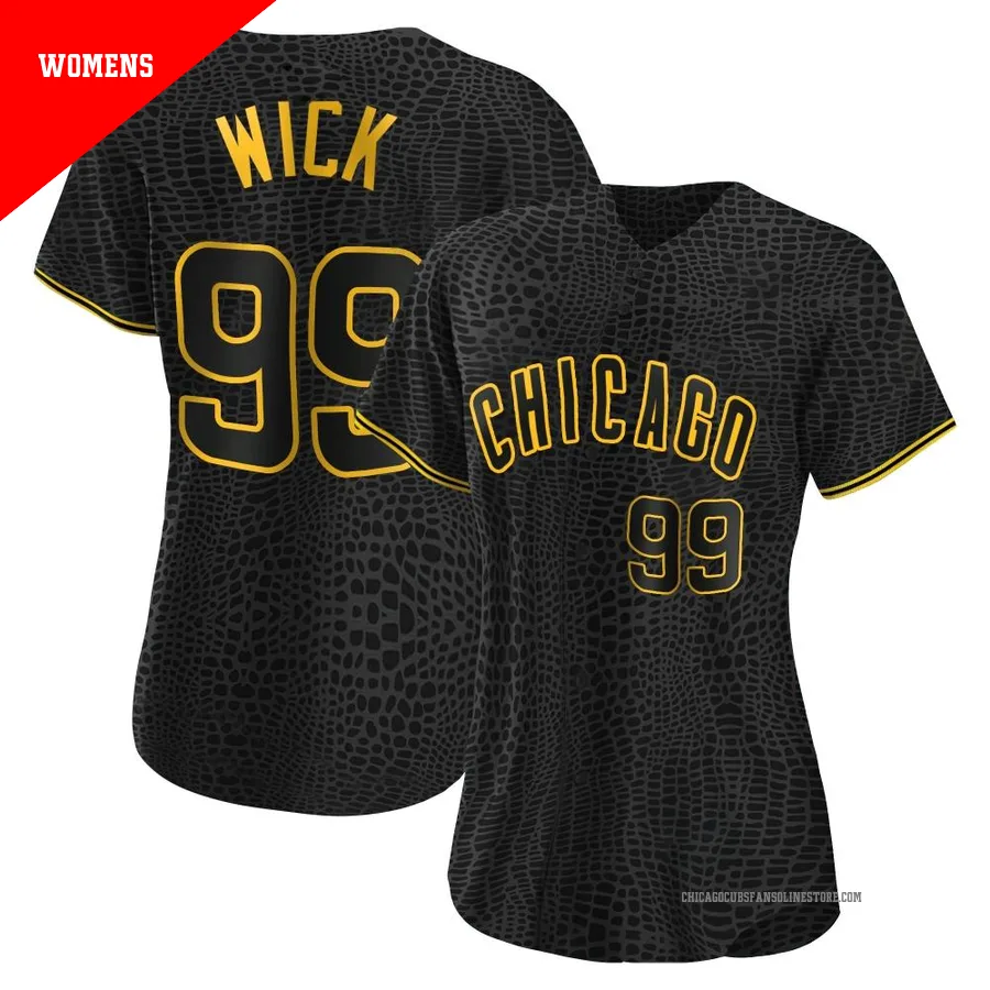 Chicago Cubs ＃99 Rowan Wick Women's Authentic Snake Skin City Jersey - Black